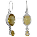 Natural Citrine Gemstone With 925 Sterling Silver Handmade Earring Available at Best Price